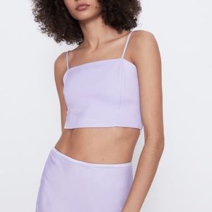 Zara Lilac Satin Crop Top NWT XS